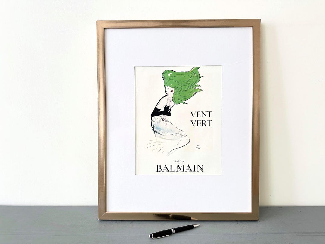 Original 1950s Vintage Rene Gruau Balmain Perfume Ad Print: French ...