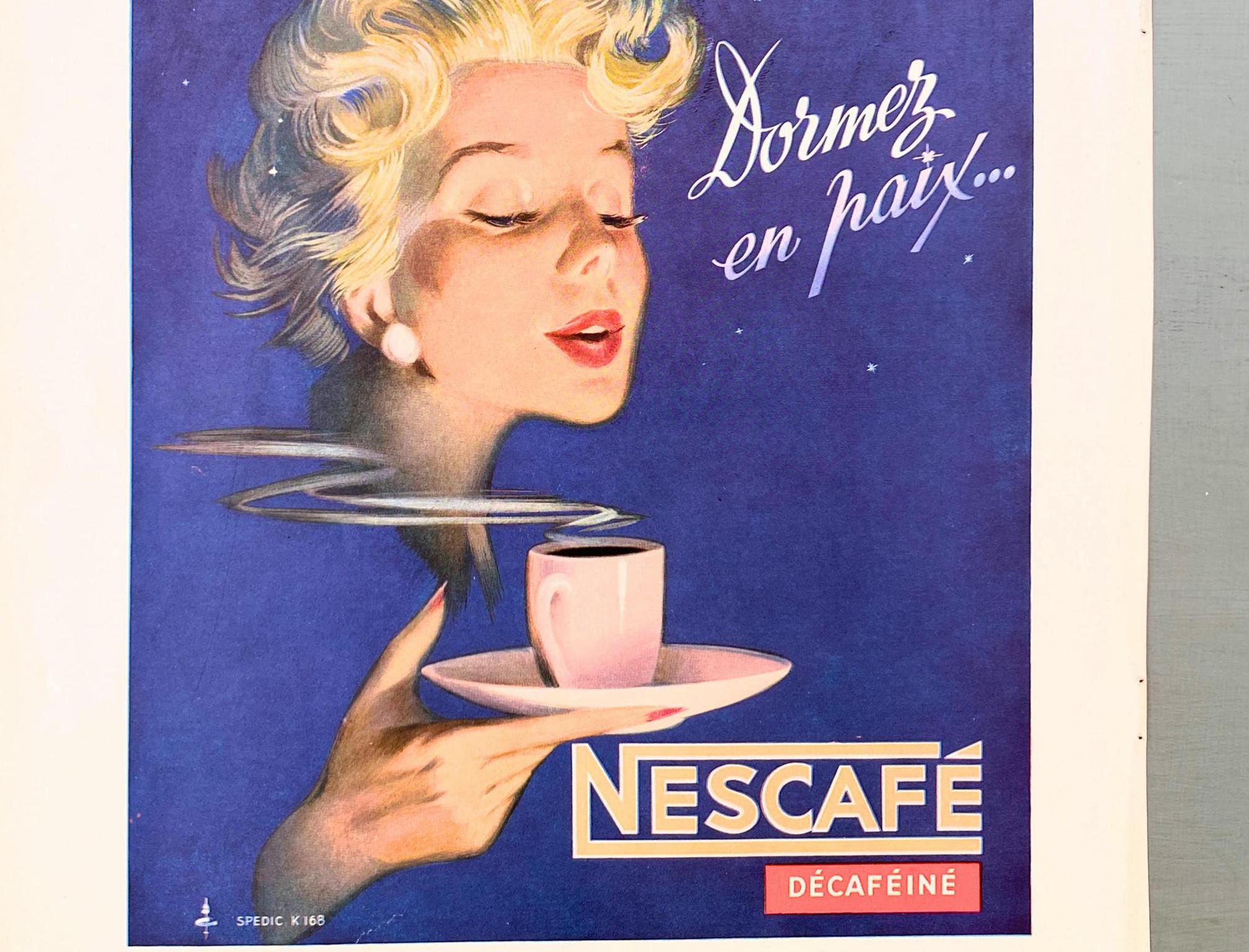1950年代のオリジナルヴィンテージネスカフェ広告プリント：コーヒーを