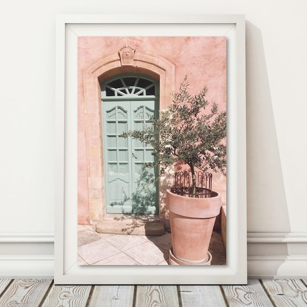 Green Door Print, Architectural Photo, Door Photography, Rustic Door Print, Provence France, Vintage Teal Door, Cottage Door, Architecture