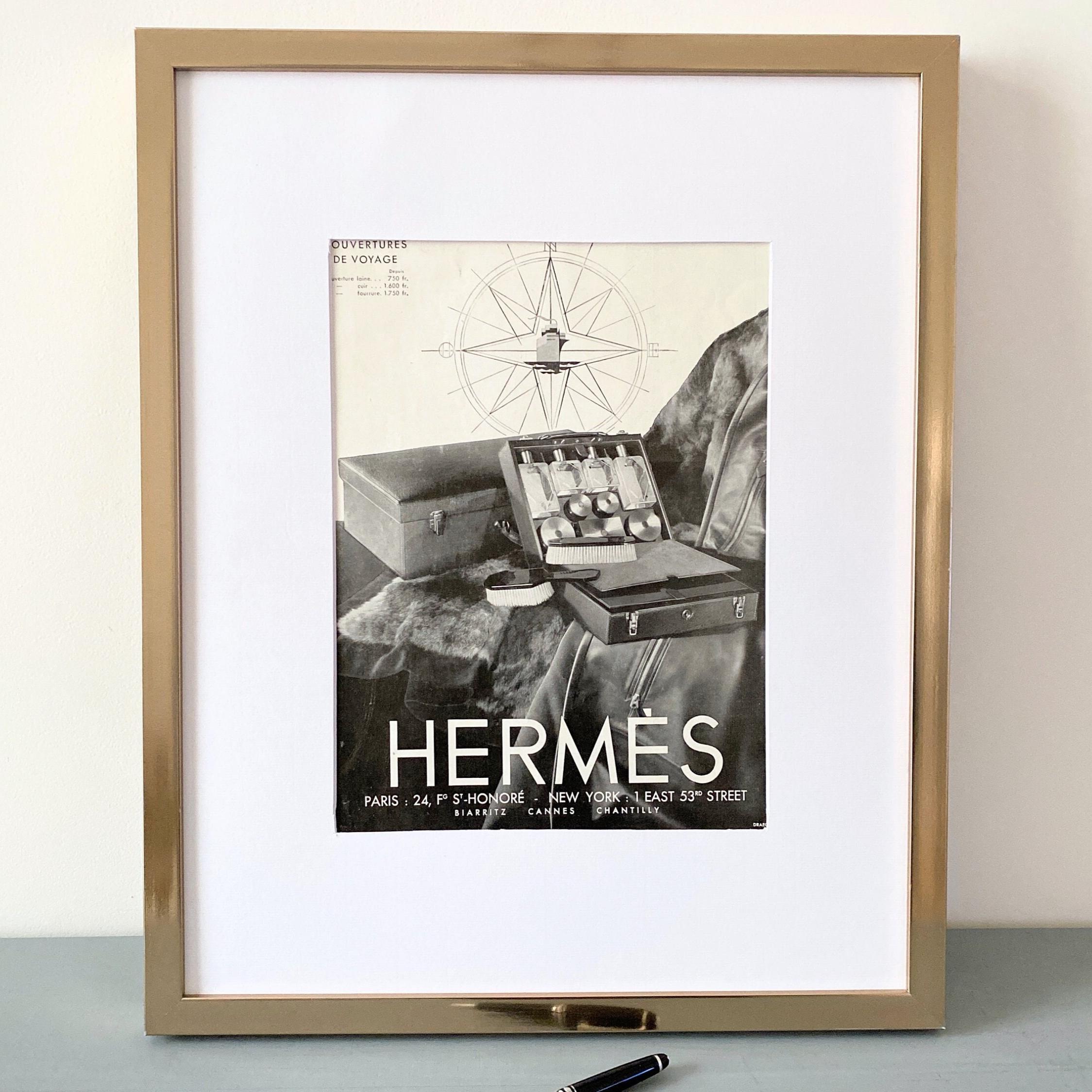 Original 1930s Vintage Hermes Wall Art Ad Print: Authentic Luxury