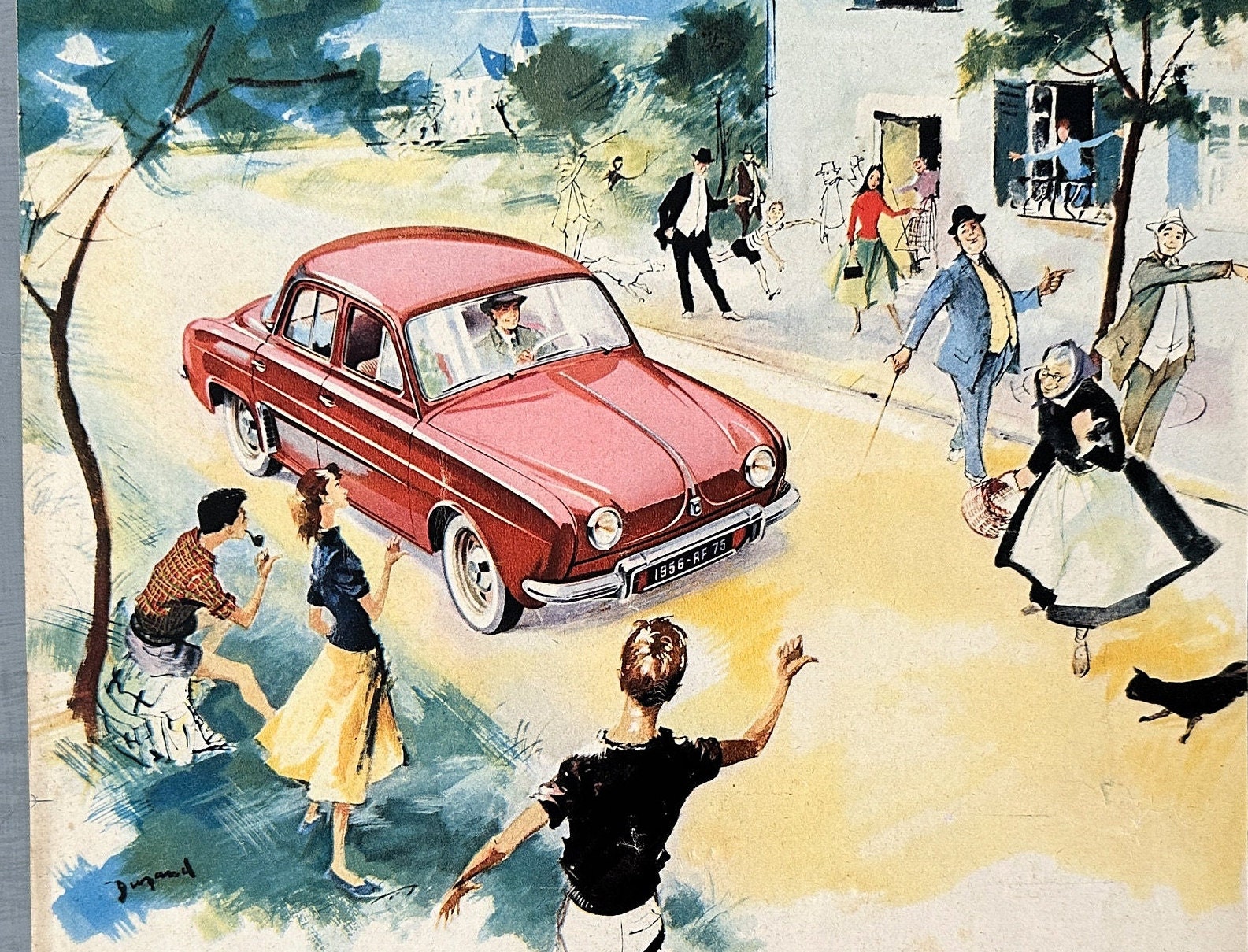 Original 1950s Vintage Renault Advertisement Print: French Car