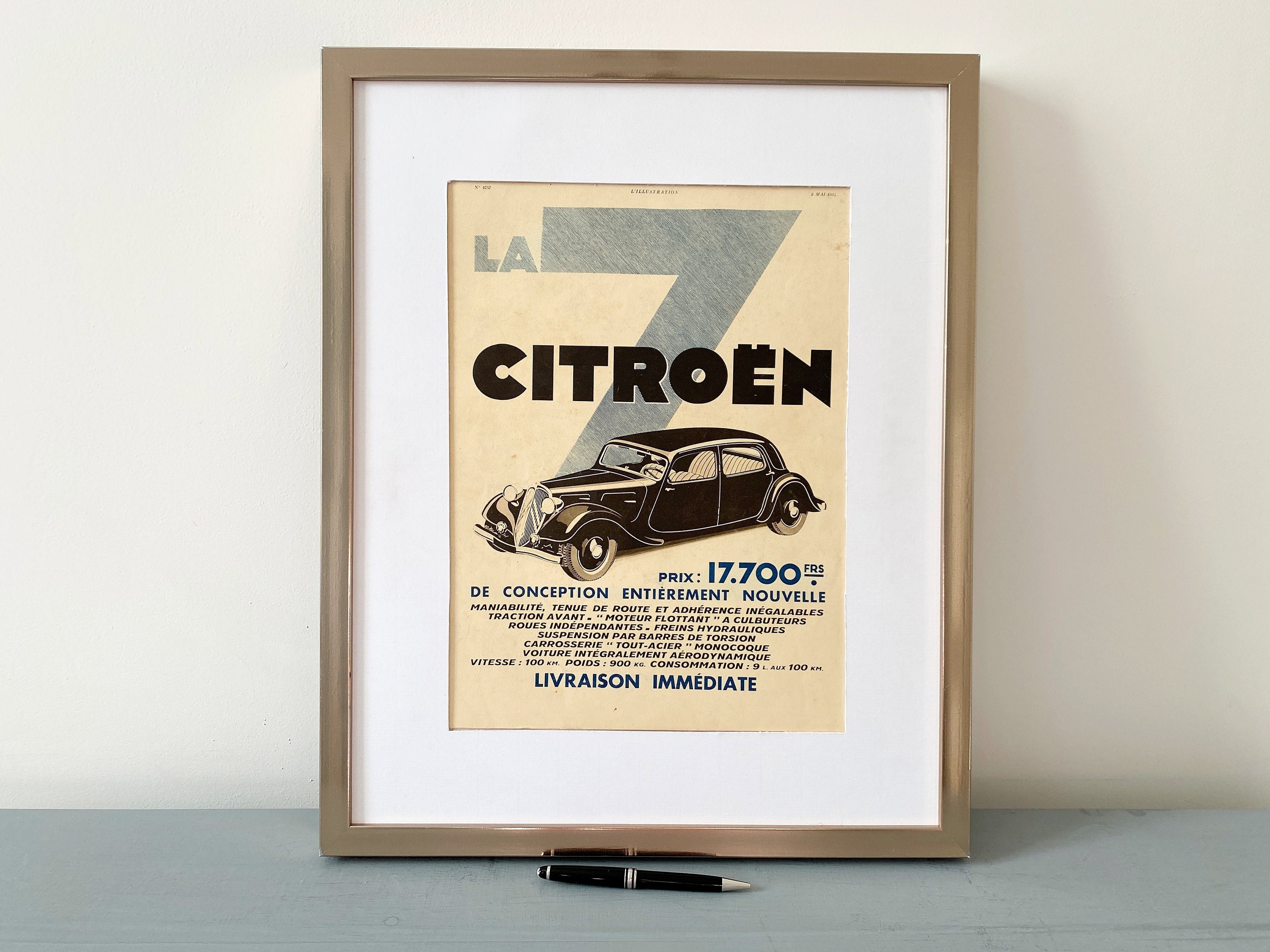 Plaque métal déco garage Citroën Traction avant 30x20cm