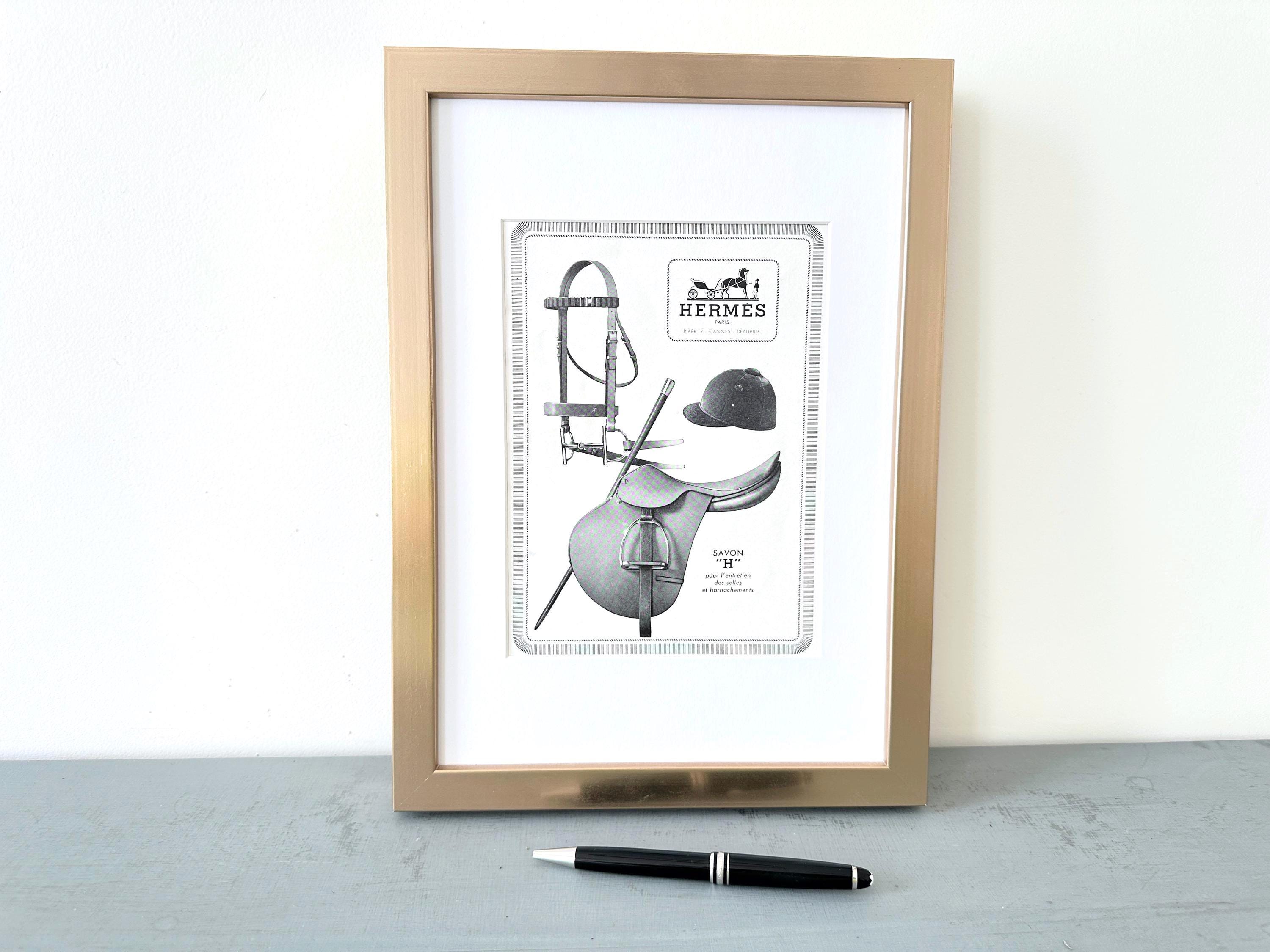 Original 1940s Vintage Hermes Ad Wall Art Print: Art Deco Saddle