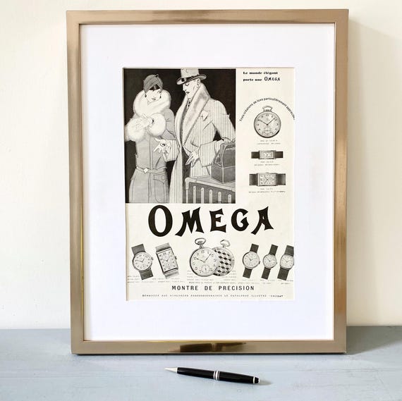 フランス雑誌L'ILLUSTRATION広告 1930年OMEGAオリジナル Original 1920s Vintage Omega Watch Ad Print: Authentic French