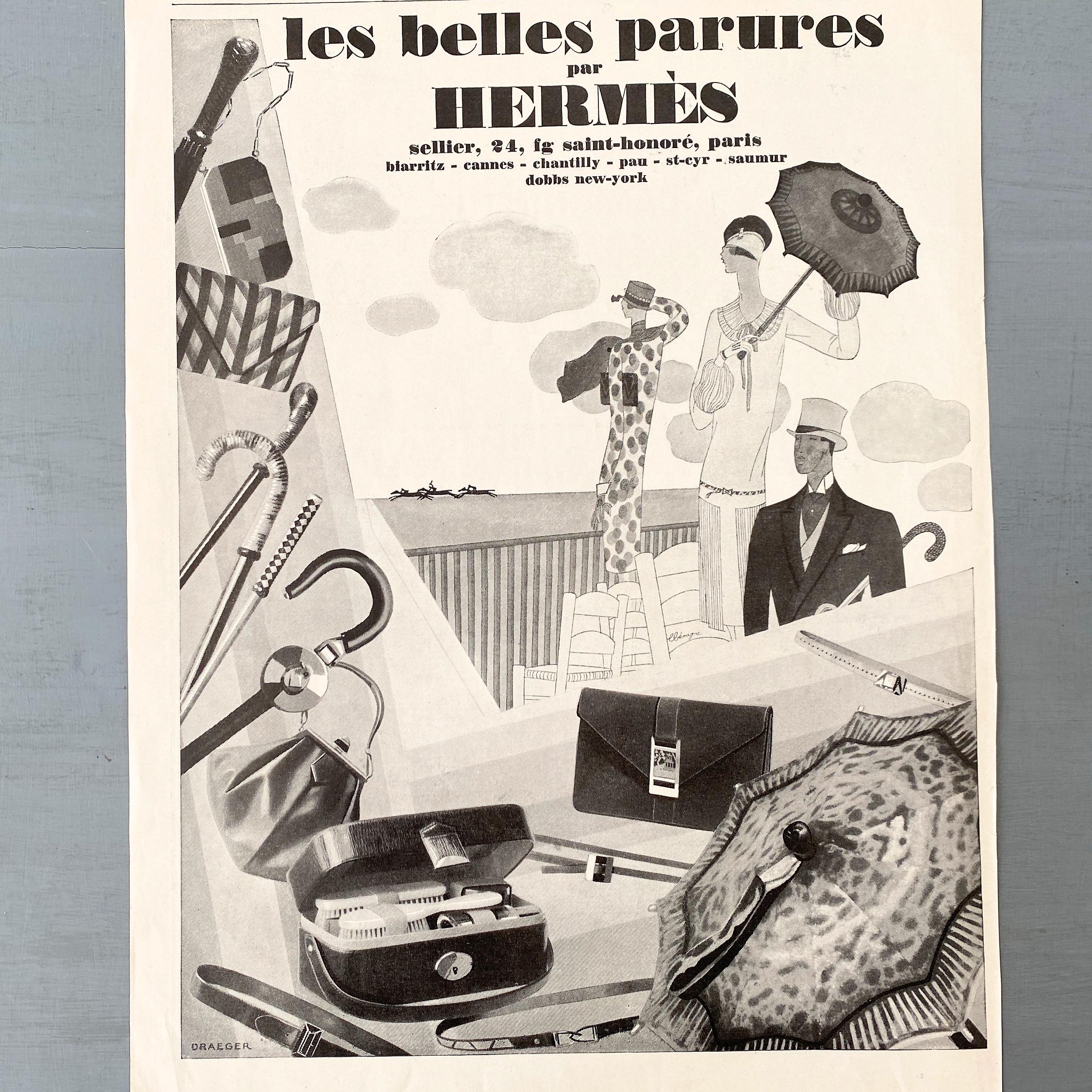 Original 1920s Vintage Hermes Travel Accessories Ad Print: Lux