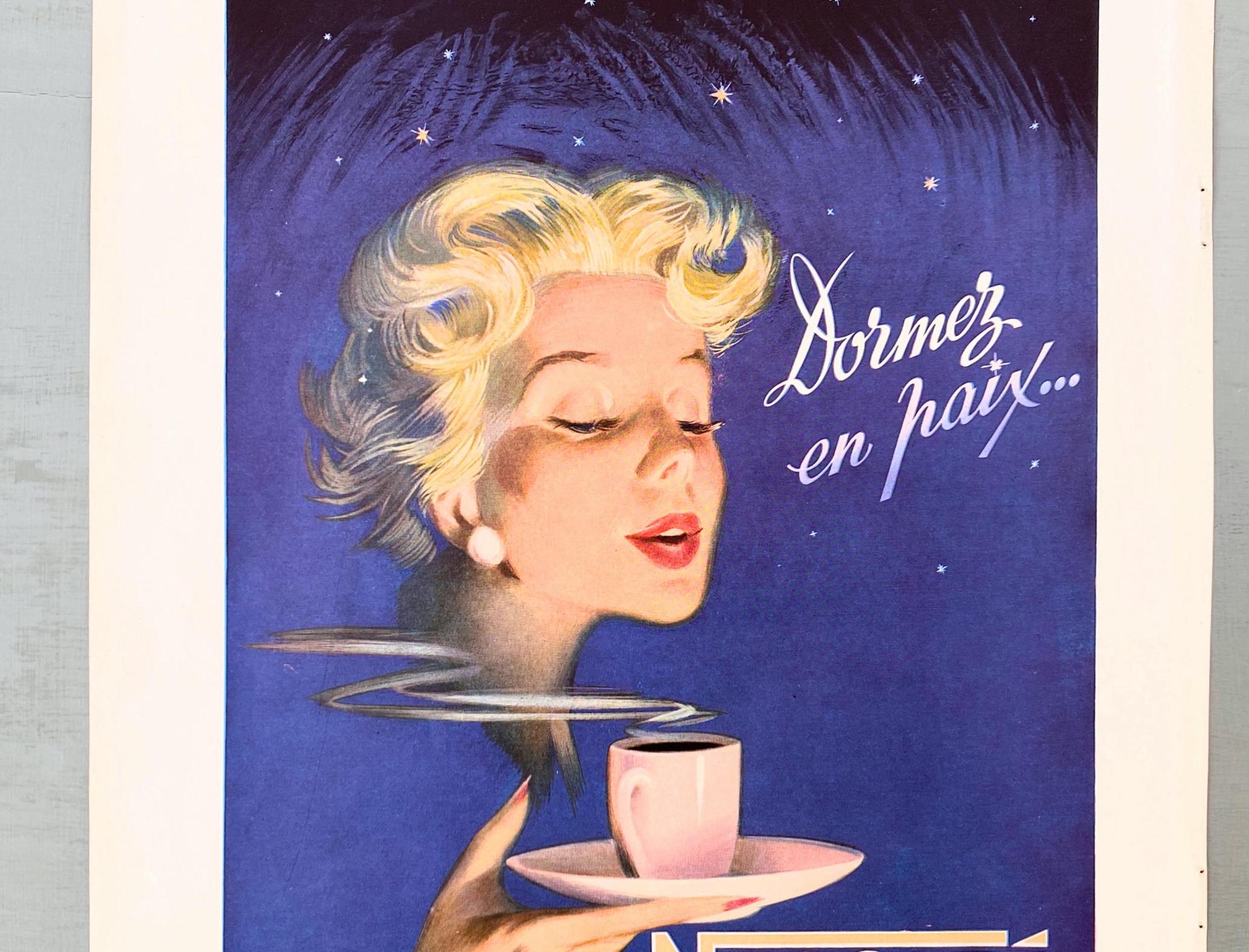 1950年代のオリジナルヴィンテージネスカフェ広告プリント：コーヒーを