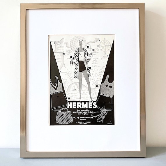 Original 1930s Vintage Hermes Advertisement Poster: Authentic