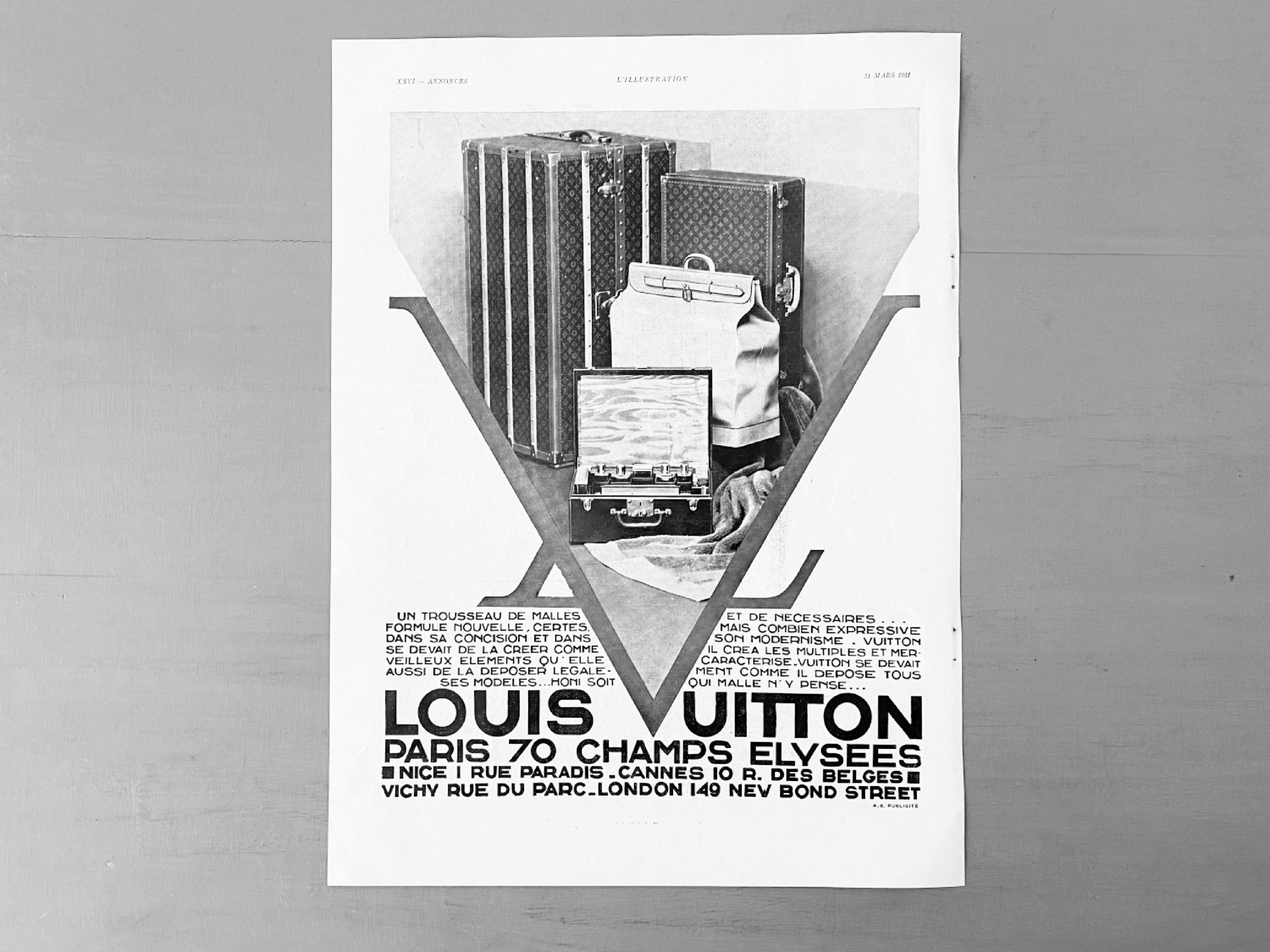 Original 1930s Vintage Louis Vuitton Luggage Ad Print: Authentic