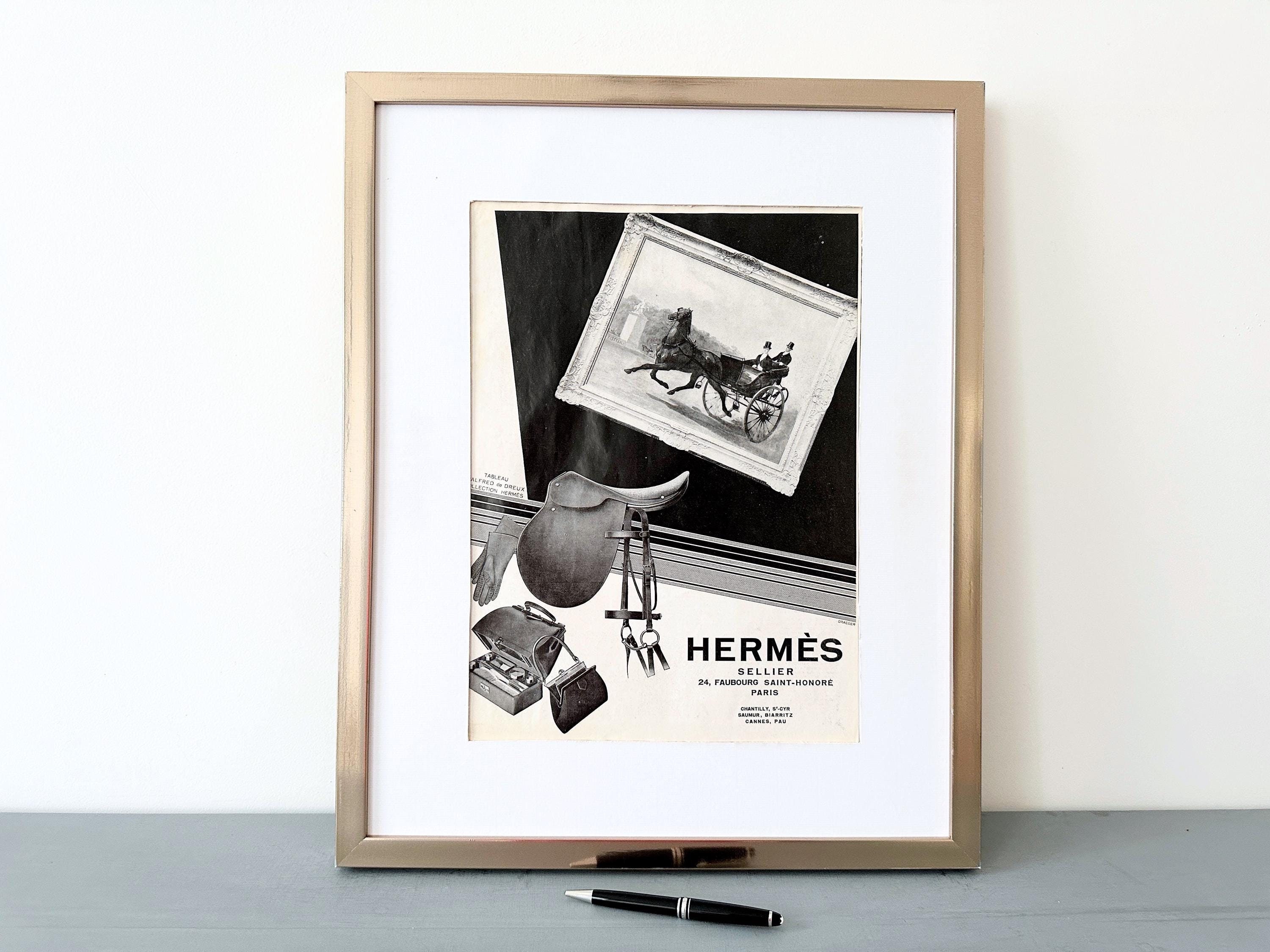 Original 1920s Vintage Hermes Saddle Ad Print: Authentique French