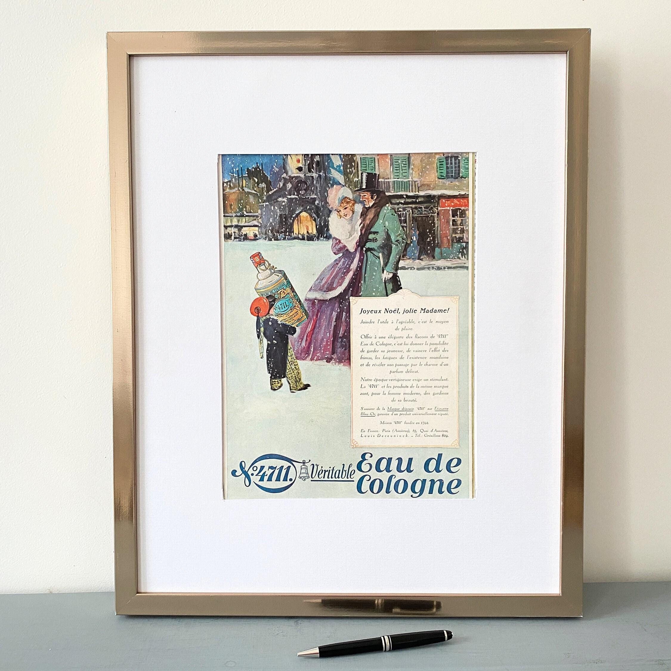 1930s 4711 Cologne Ad Print: Vintage Perfume Poster, Paris Winter Decor