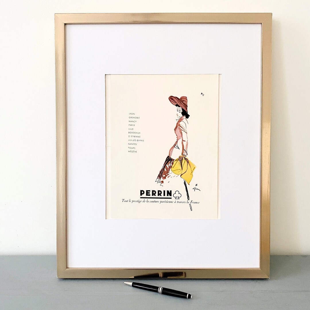 Authentic Vintage French Haute Couture Advertisement Wall Art Poster by ...