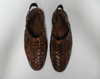 Cole Haan Resort Vintage Woven Leather Huarache Men brown Sandals Size Sz 8.5 M