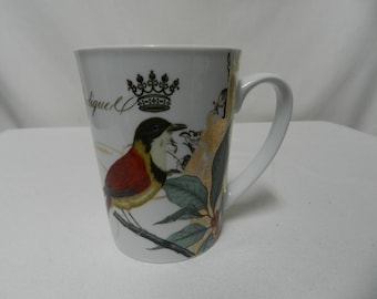 PPD Barnes & Noble Bird Butterfly w/ Crown mug cup dish micro safe 12 oz ceramic