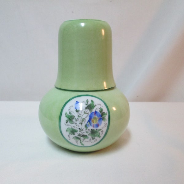 Vintage pichet Tumble Up avec tasse poterie chevet carafe en céramique peinte à la main Etats-Unis