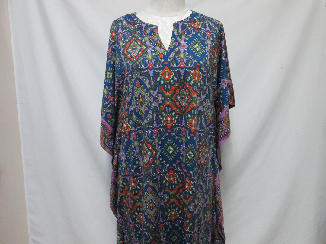Joan Rivers Vintage Muumuu Kaftan House Dress Vneck Size Sz XLP XL