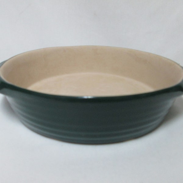 The Pampered Chef Pie Dish Pan Stoneware ribbed green 8" Vintage casserole NEW