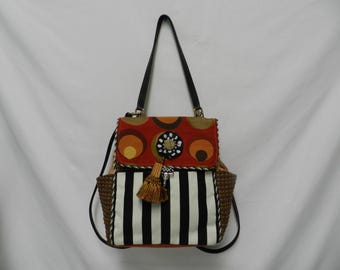 Silver Plum Handmade Tapestry Convertible Backpack Purse Handmade USA Fabric