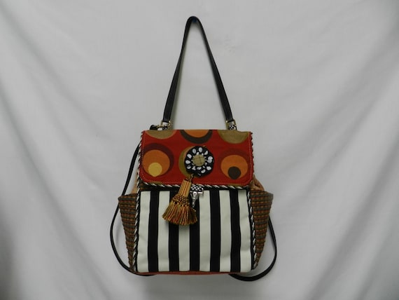 Silver Plum Handmade Tapestry Convertible Backpack Purse Handmade USA Fabric