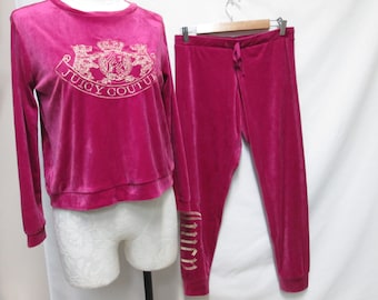 Juicy Couture Embroidered Scottie pink Velour Tracksuit Top Bottoms Small Sm S