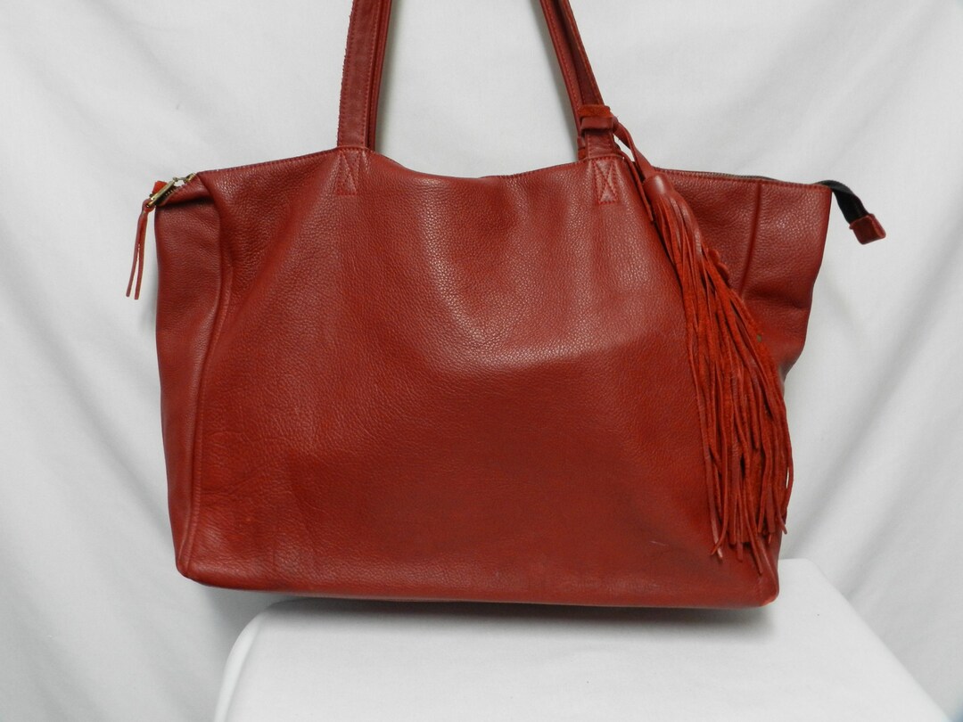 Unstructured Bags Urban Artisan Leather Red X-large Tote Bag Purse Weekender Unstructured ...