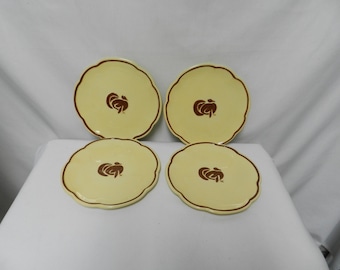 TAG Turkey Starter Salad Side Dessert Snack plate set 4 micro dish 8" yellow