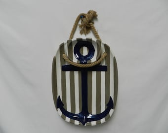 Mud Pie Anchor serving platter tray w/ Rope ceramic Nautical Chip & Dip