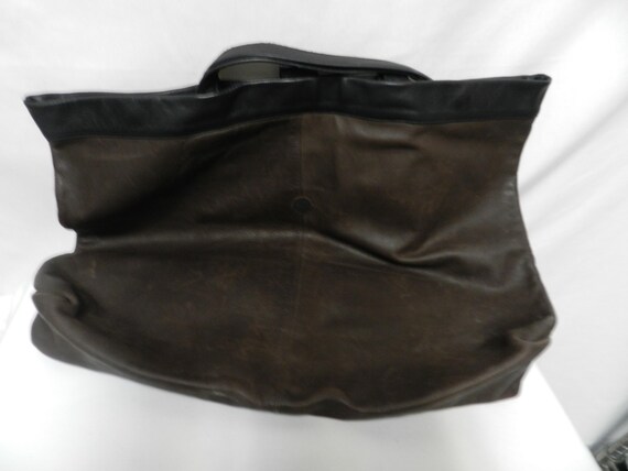 Leather Vintage Extra Large Patchwork shoulder ba… - image 8