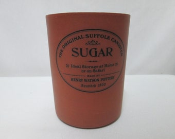 Suffolk Canister Henry Watson Pottery Sugar Jar Container terracotta 5.5&quot; Tall