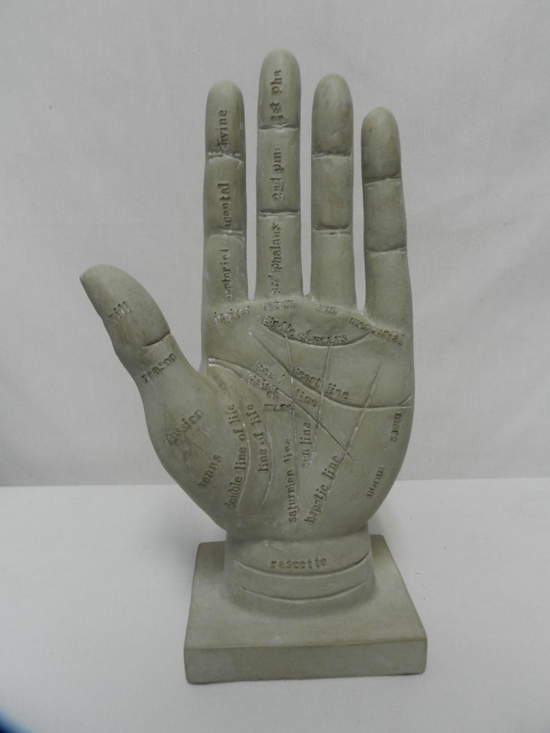 Palm Reading Rascette Palmistry Hand Art Work Figurine Statue Plaster ...
