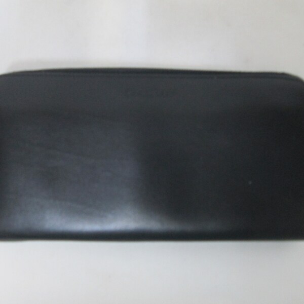 Cole Haan black Leather zip around clutch wallet organizer 8" x 4"