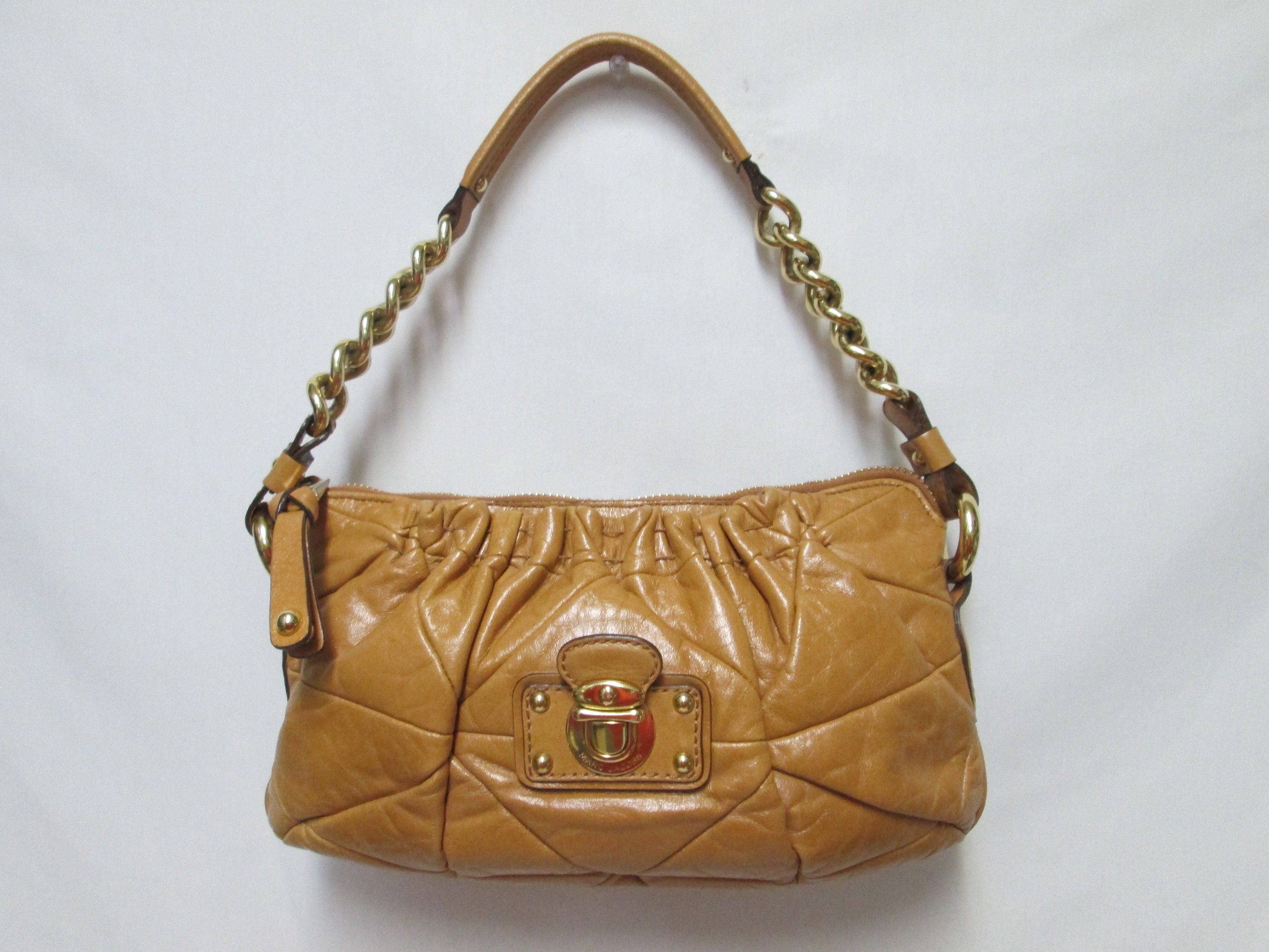 Marc Jacobs Camila Camel Leather Quilted Patchwork Shoulder Bag 
