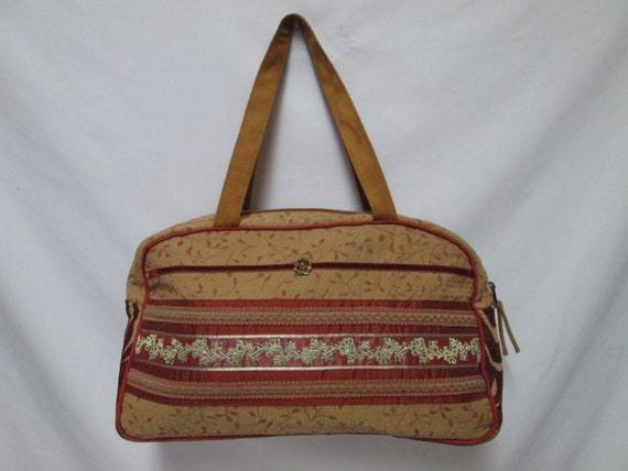 Atenti large Tote bag purse weekender zip top tap… - image 1