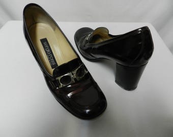 Sergio Rossi Vintage Square Horse-bit applique Leather heels Italy Size Sz 38 7