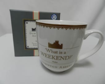 Downton Abbey "Wat is een weekend?" Mok Theekop keramiek Micro Vaatwasbestendig NIEUW NIB