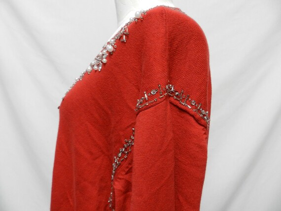 Quacker Factory Sequin Beaded knit red Christmas … - image 6