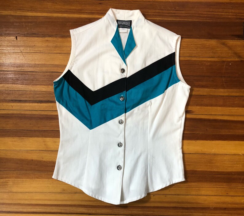 Vintage Women/'s Aztec Western Roughtrider Vest Button Down Women/'s Size X-Small USA Made