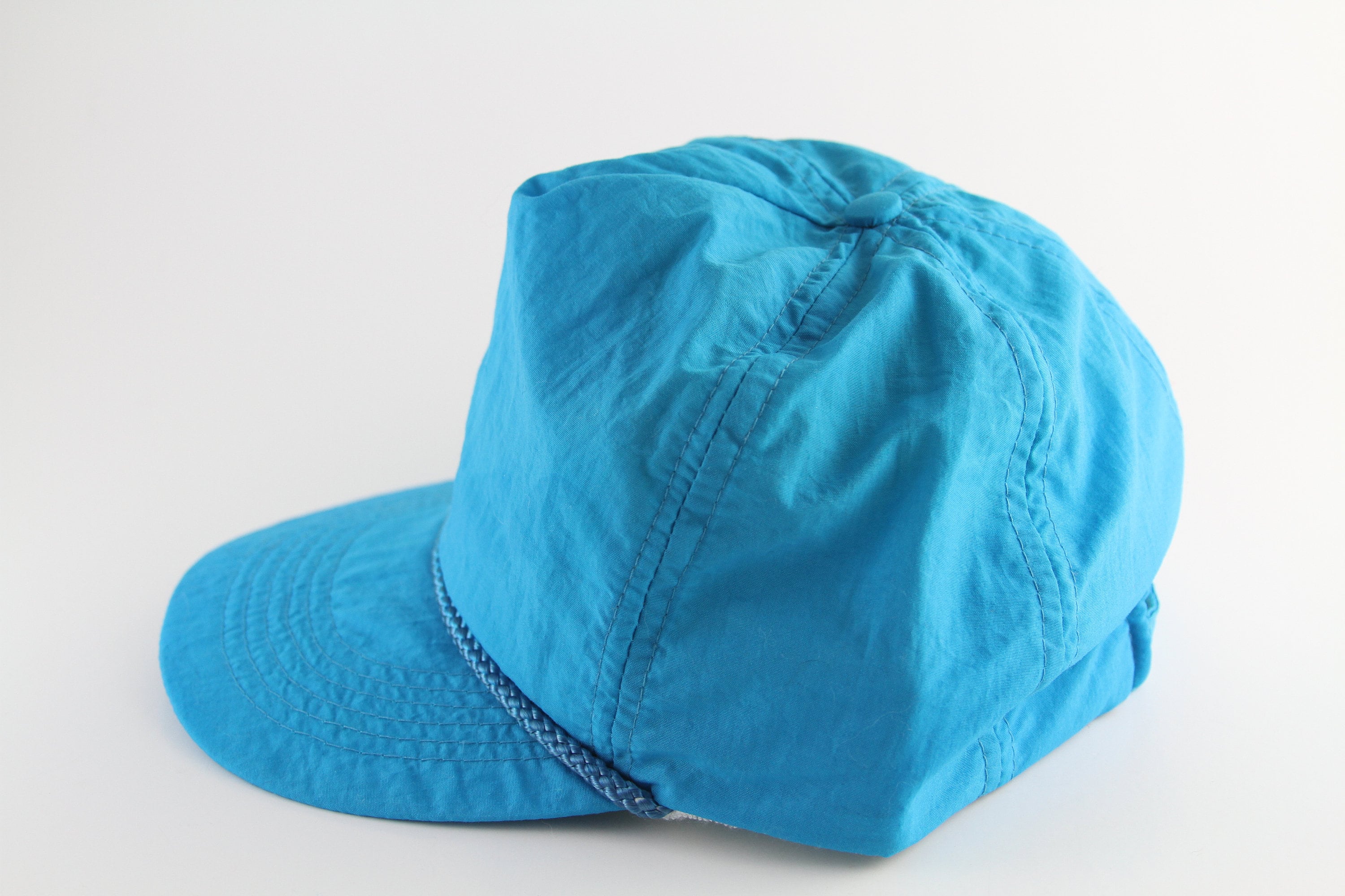 Vintage Plain Blue Nylon Trucker Style Snapback Hat // Classic | Etsy