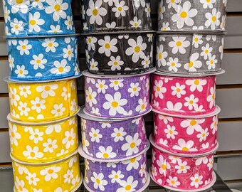 Purple and Yellow Stripe Navy Ribbon Wired 2 12 inch wide Multicolor Wreath Ribbon Gift Basket Floral Arrangement Party Decor lr069