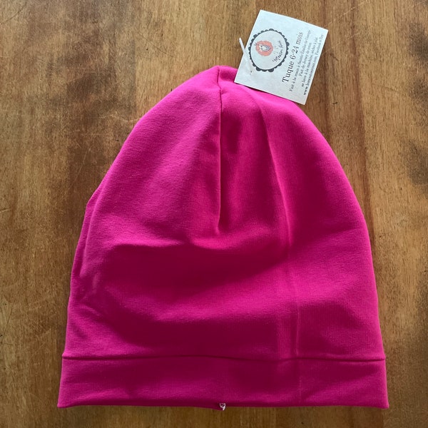 Tuque slouchy beanie chapeau bonnet pour bébé enfant junior automne printemps le mouton roux rose fushia uni