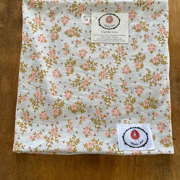 cache cou foulard inifini cache col bébé enfant junior automne printemps le Mouton Roux fleur fleuri rose gris fille