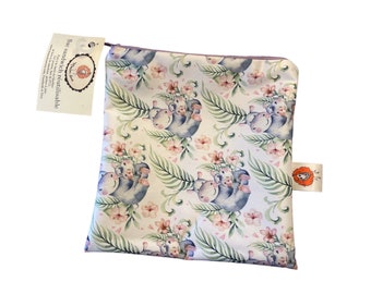 Reusable washable eco-friendly snack sandwich bag zipper gift idea lunch box le Mouton roux flower floral pink girl