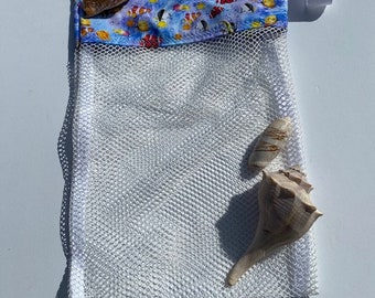 Mesh Shell Bag, Seashell Collecting, Beach Tote