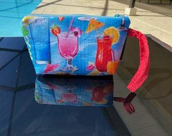 Tropical Cocktail Wristlet, Small Travel Pouch