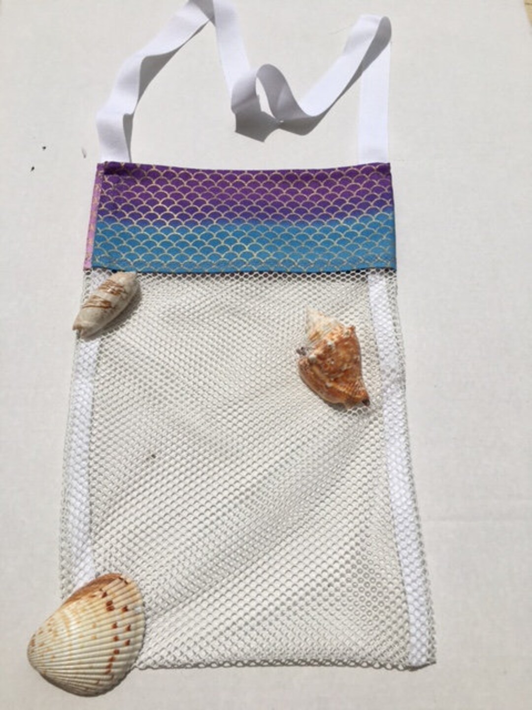 Mesh Shelling Bag, Seashell Collecting Bag, Mesh Beach Bag, Mermaid