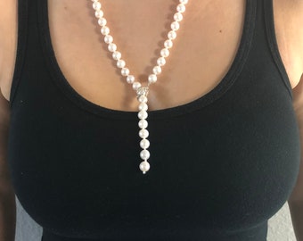 Genuine Single Strand Cultured Freshwater Pearl Necklace - Natural Pearl Bridal Pearl Necklace - Adjustable Cultured Pearl Silver Necklace