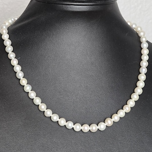 Cultured Freshwater White Pearl Necklace - 7mm, 18 Inch, Sterling Silver Clasp