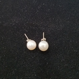Genuine Cultured Freshwater Pearl Earrings Sterling Silver Setting 9mm Pearl Studs with 4 Color Variations