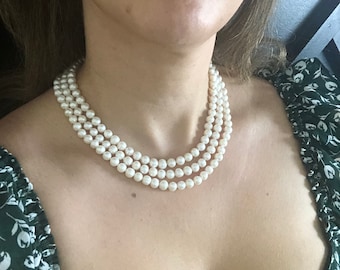 Enfache Süßwasser Weße Runde 7-8mm Perlen Halskette Choker