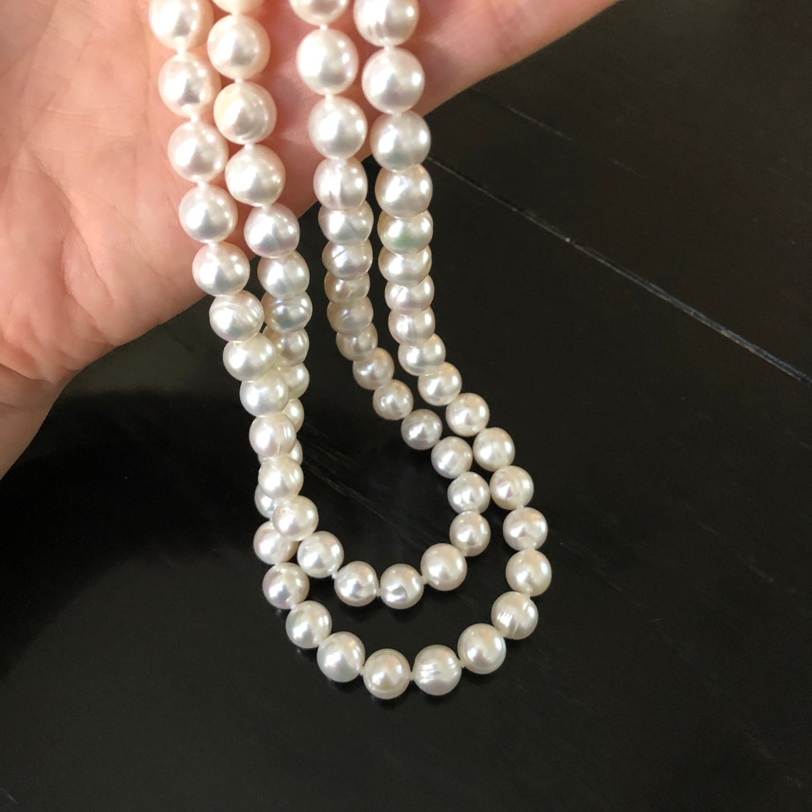 34 Inch 9mm White Freshwater Pearl Necklace Sterling Silver | Etsy