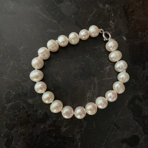Pearl Bracelet 7.5-8mm Freshwater Cultured White Pearls Sterling Silver clasp 7.5 inch - bridal jewelry